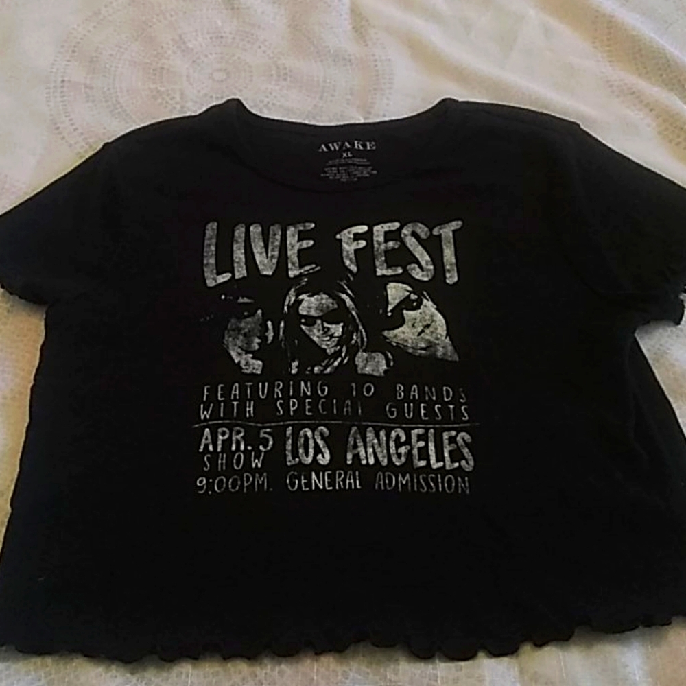 Black awake brand band crop t-shirt